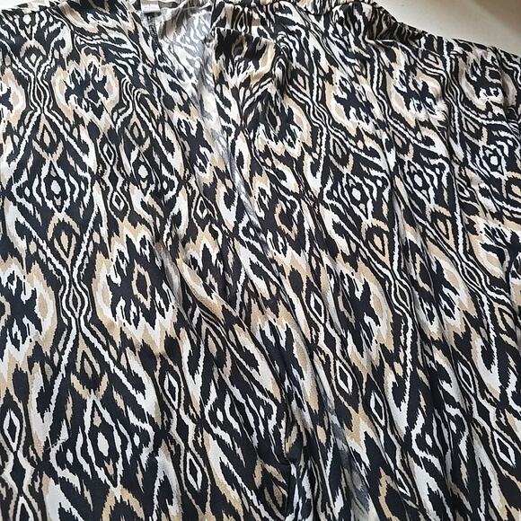 French‎ Laundry Large L Cardigan Aztec Black Geometric 3/4 Sleeve Open Stretch - Picture 5 of 8